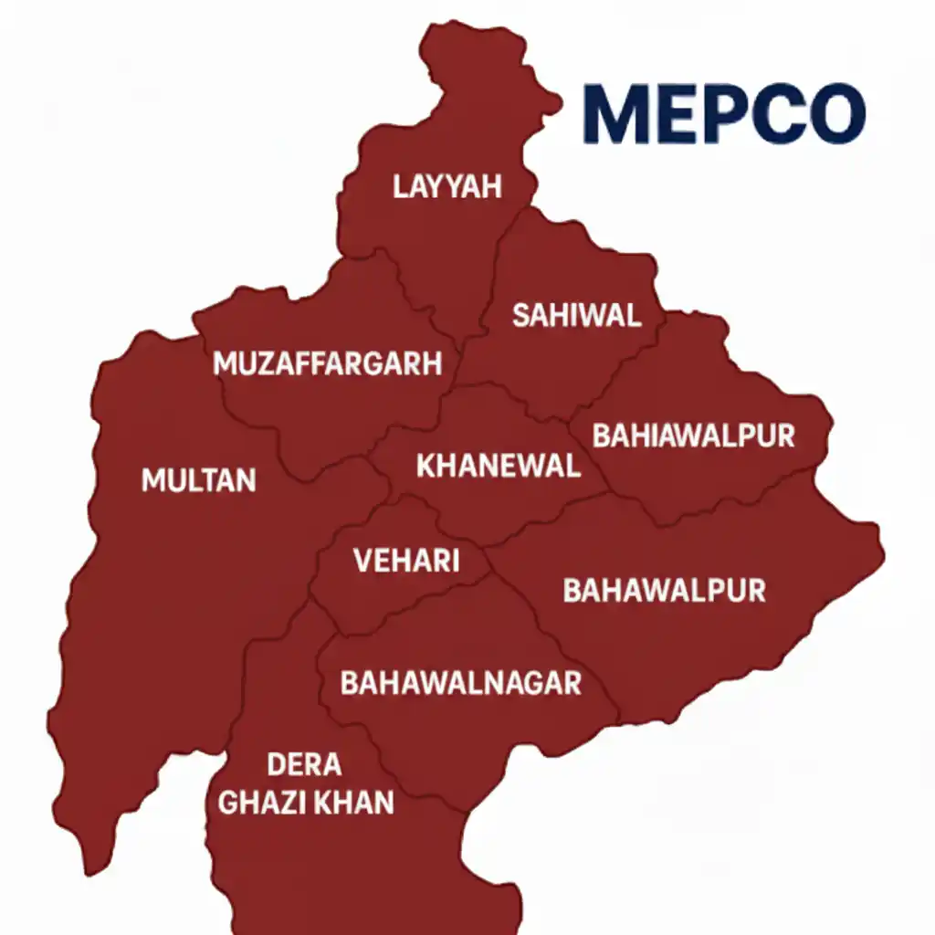 MEPCO electricity supply area map